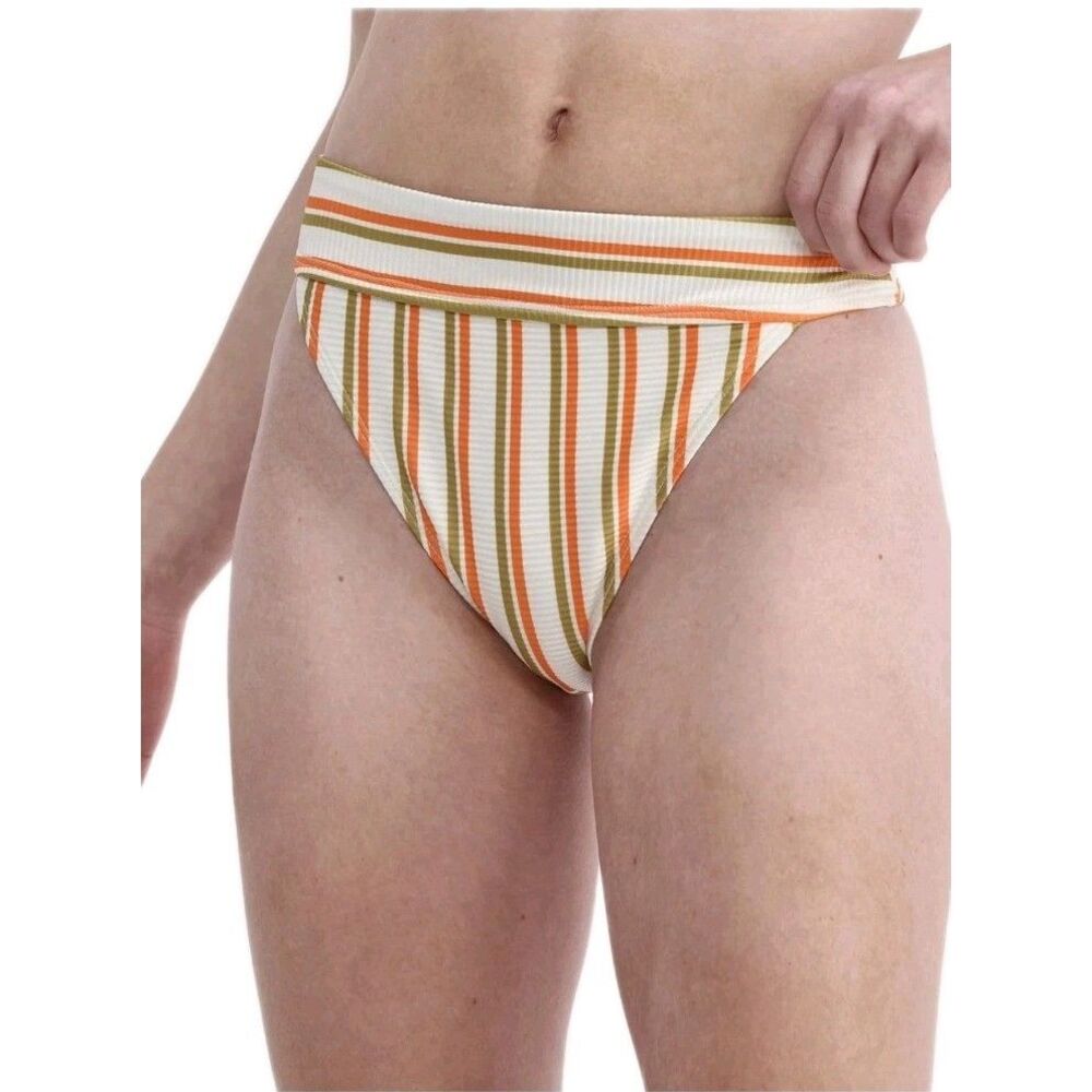 No Boundaries Horizon Hues Stripe Bikini Bottoms M 8/10 Retro‎ Orange Brown